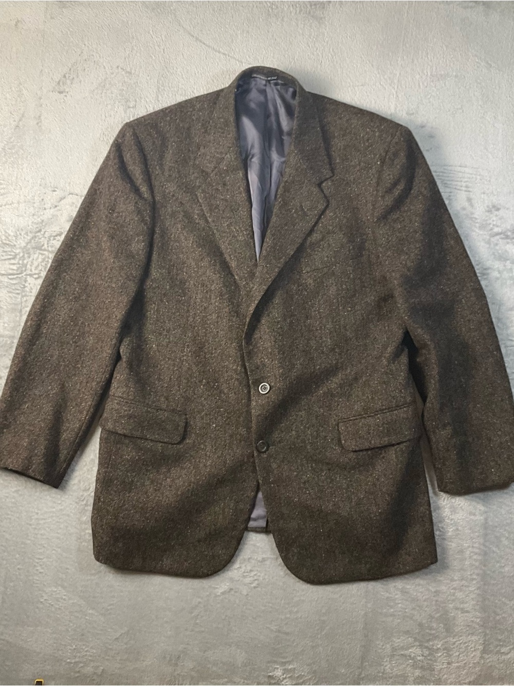 Tom James Royal Classics Sport Coat Men’s 44R Donegal Tweed Wool Brown Vintage
